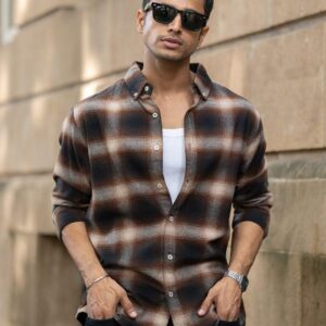 Powerlook Men Buffalo Checked Spread Collar Casual Shirt