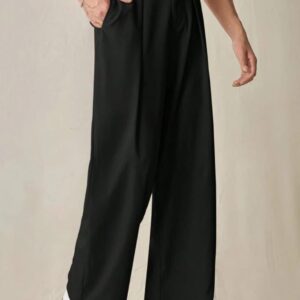 BROADSTAR Men Smart Loose Fit Easy Wash Pleated Korean Pants