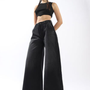 High Star Women Pure Cotton Comfort Wide Leg High-Rise Jeans