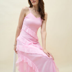 aayu Ruffled Chiffon A-Line Midi Dress