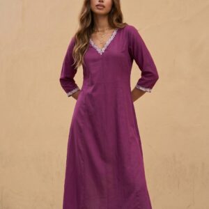 fusion by glitchez Women Thread Work Al-line Kurta